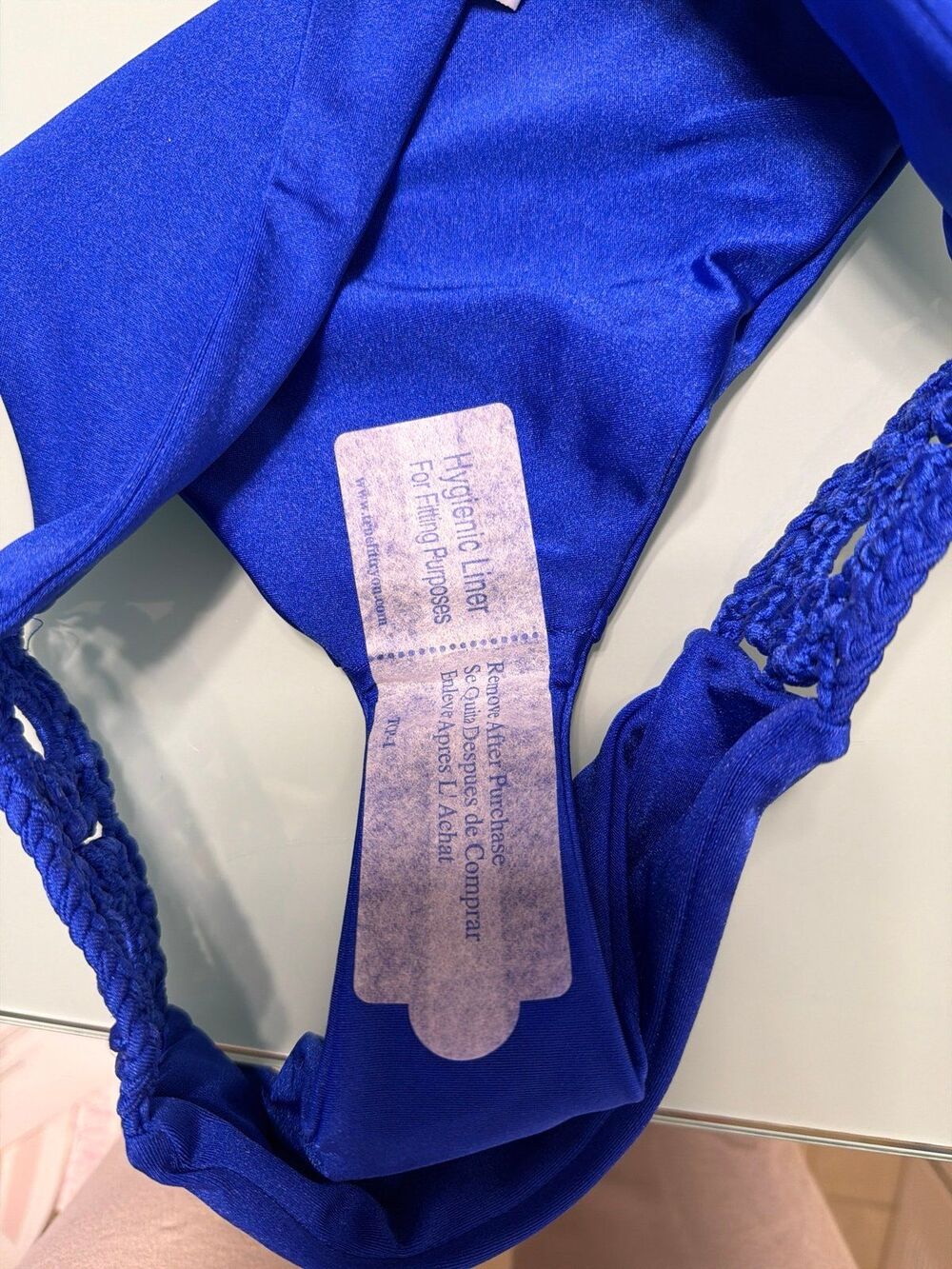 NEW LULI FAMA FLOWER CROCHET BIKINI SWIM BOTTOMS ELECTRIC BLUE - Picture 3 of 4